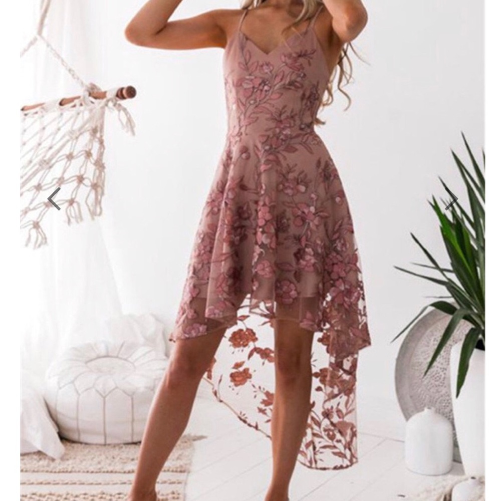 High low pink floral dress